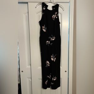 Black Floral Print Jumpsuit